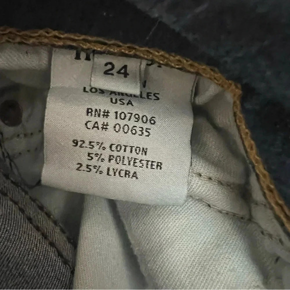 Y2K Hudson Jeans Ginny Crop Straight Leg With Cuff Distressed Size 24 USA Made - Picture 7 of 9